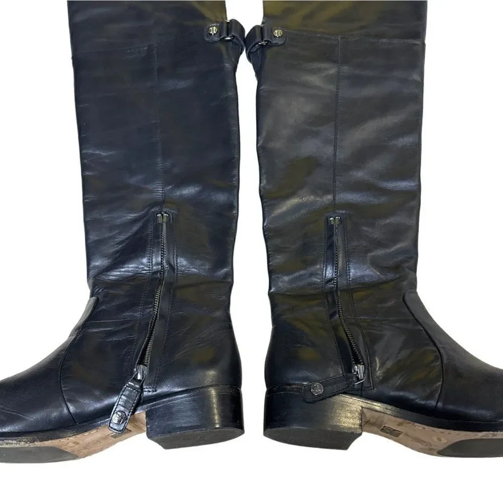 BCBG MAXAZRIA Black Leather Over the knee boots